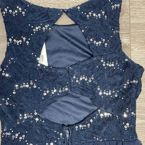 NWT Speechless Navy Cocktail Dress Lace Sequin Cutout Back Detail Chiffon 3 - Picture 16 of 16
